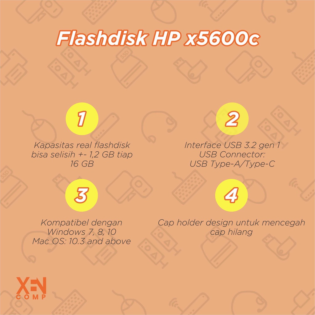 Flashdisk HP x5600c Dual Drive OTG Type C 32GB / 64GB / 128GB