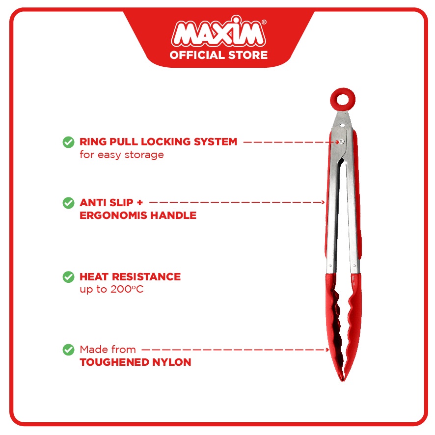 Maxim Tools Serving Tong 9 Inch - Penjepit / Capitan Makanan Tahan Panas
