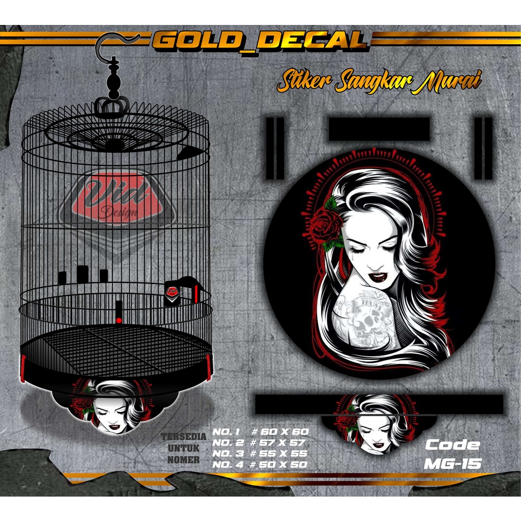 Decal Sangkar Murai Stiker Tebok Murai Decal Kandang Burung Bulat No 1 2 3 4
