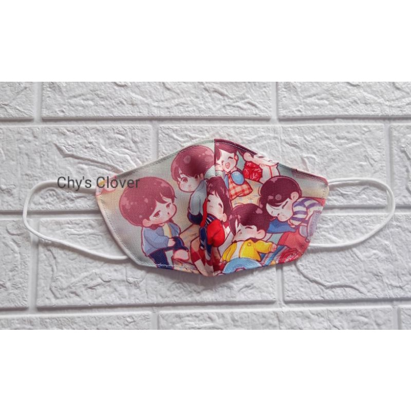 Chy's Clover - Masker Wajah Handmade Face Mask 2 lapis Non Medis BTS Tiny Tan Army SKU 19013