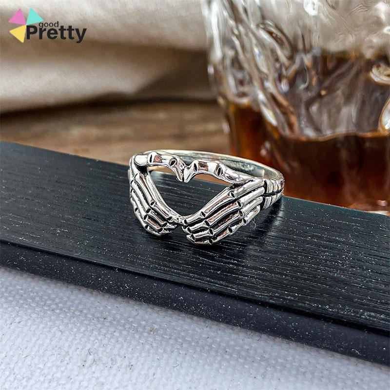 Korea Retro Hell Ghost Tangan Cinta Cincin Mendominasi Tren Pria Dan Wanita Cincin Perhiasan - PD