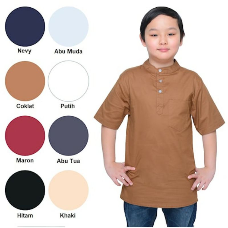 Kemeja Baju Koko Al-Amin Lengan Pendek Muslim Anak Laki