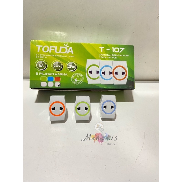 Steker T Multi Warna (3 colokan) Tofuda T-107