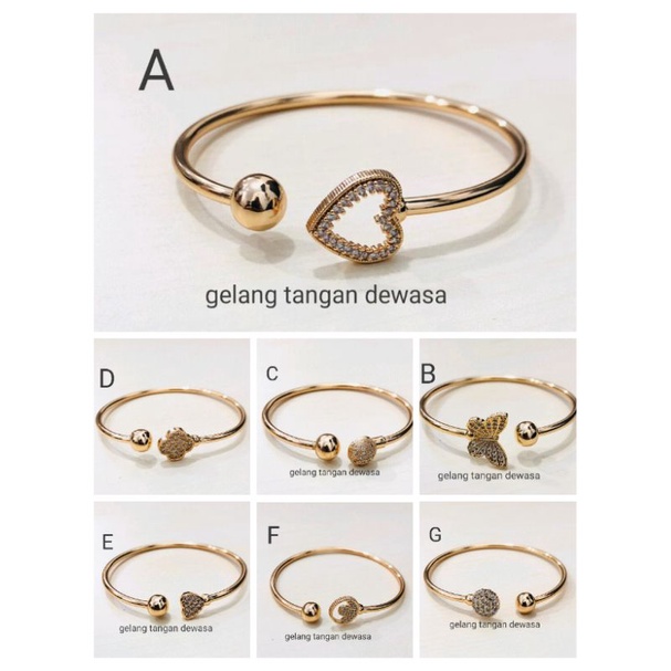 Dmk078. Gelang tangan xuping wanita dewasa lapis emas dgn mata zircon ukuran flexibel