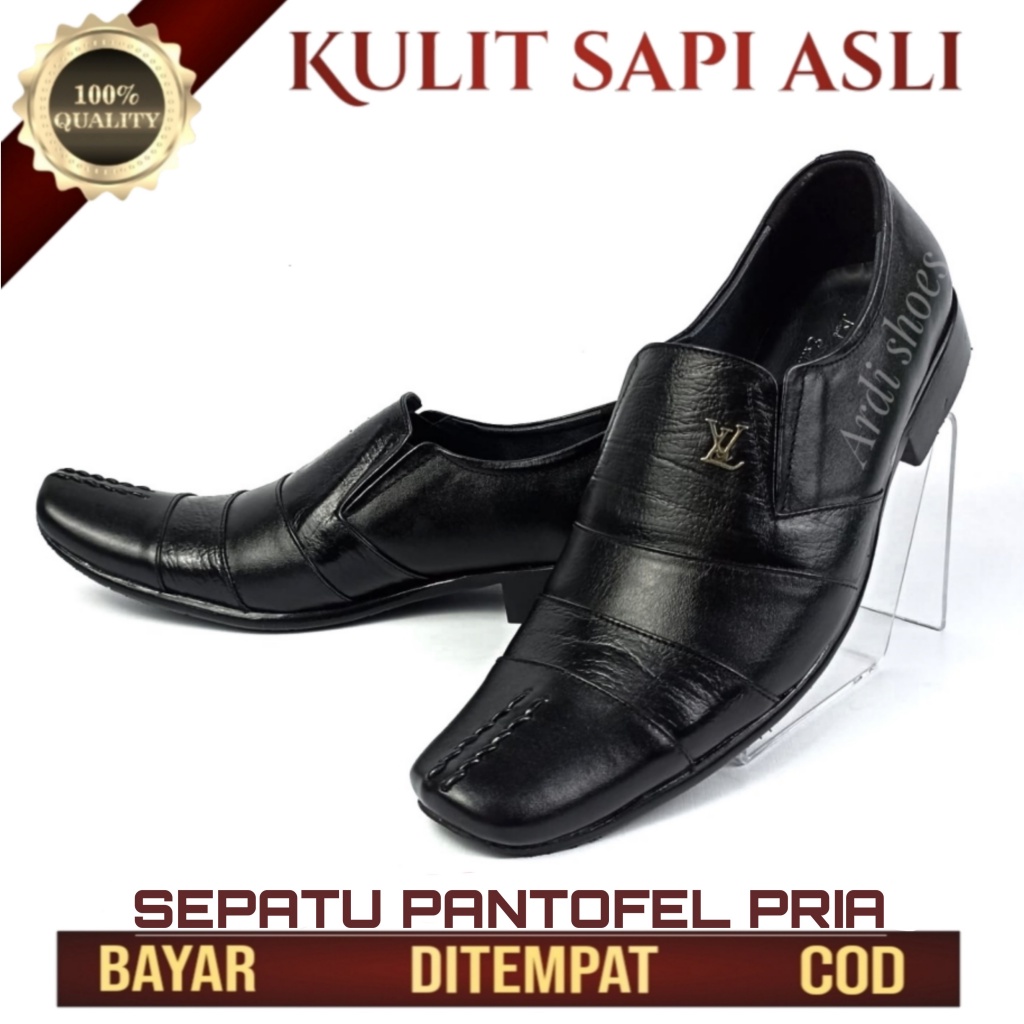 Sepatu Pantofel Pria Sepatu Kerja Kulit Asli Pentopel Kantor Pantopel Formal Dinas Cowok 9011