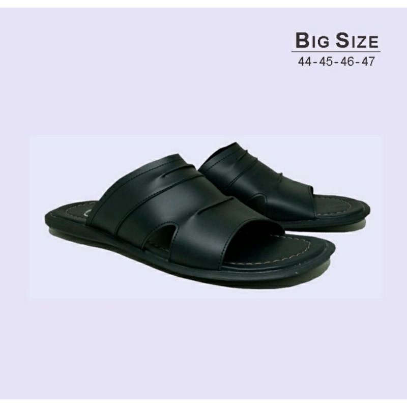 Sandals Pria Big Size 44-47 Sendal Kulit JUMBO Ukuran Besar - Kokop Slide Bapak Jumbot 45, Original