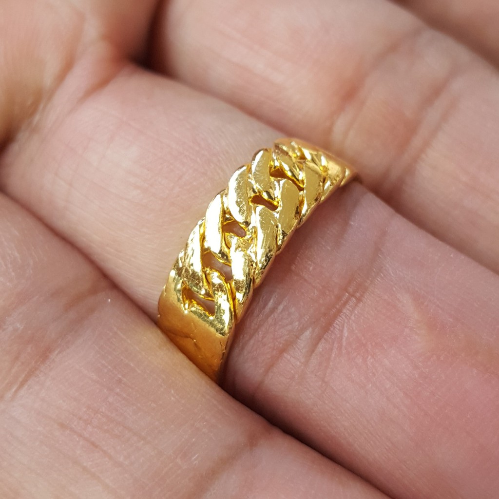 Cincin Rantai Kecil Berlapis Emas Asli