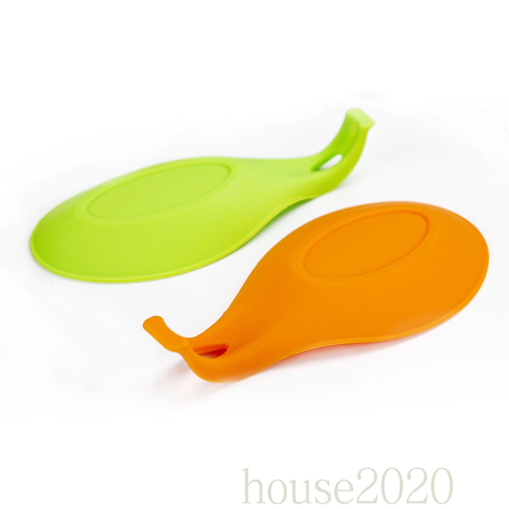 [house2020]Multipurpose Silicone Spoon Rest Pad Food Grade Silica Gel Spoon Put Mat Device