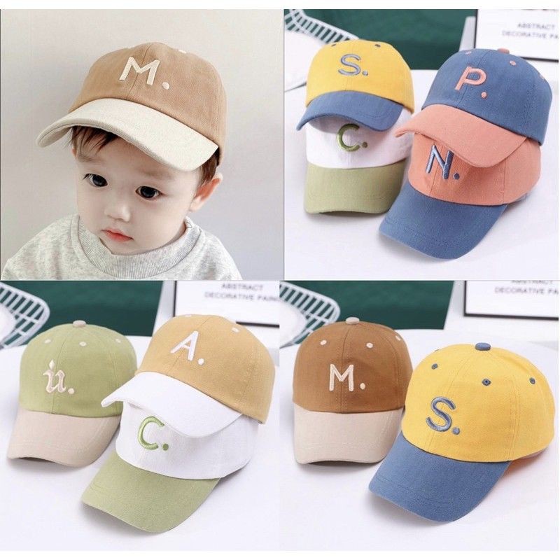 Topi Anak Bordir Inisial / Topi Anak Huruf Alfabeth Usia 3-12 Tahun