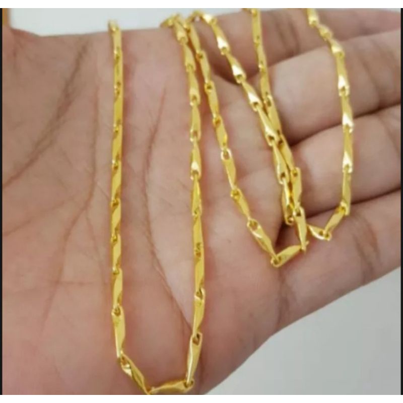 Kalung Padi Titanium Anti Karat Lapis Emas Palembang 24k