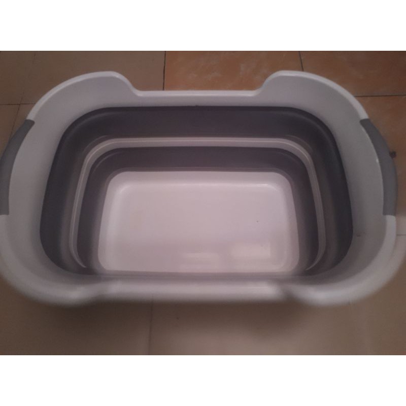 bak mandi bayi lipat 60x40, bekas, kondisi bagus, abu abu