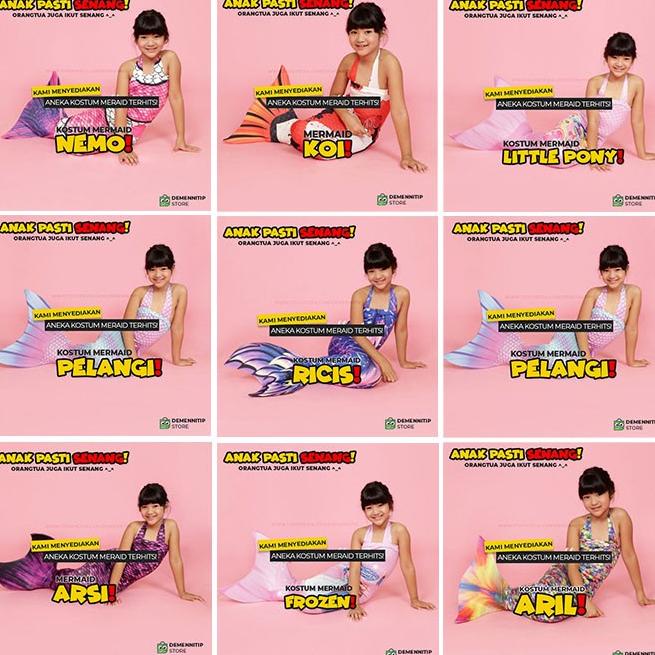 Kostum mermaid nemo kostum putri duyung anak baju renang anak TEPOPULE