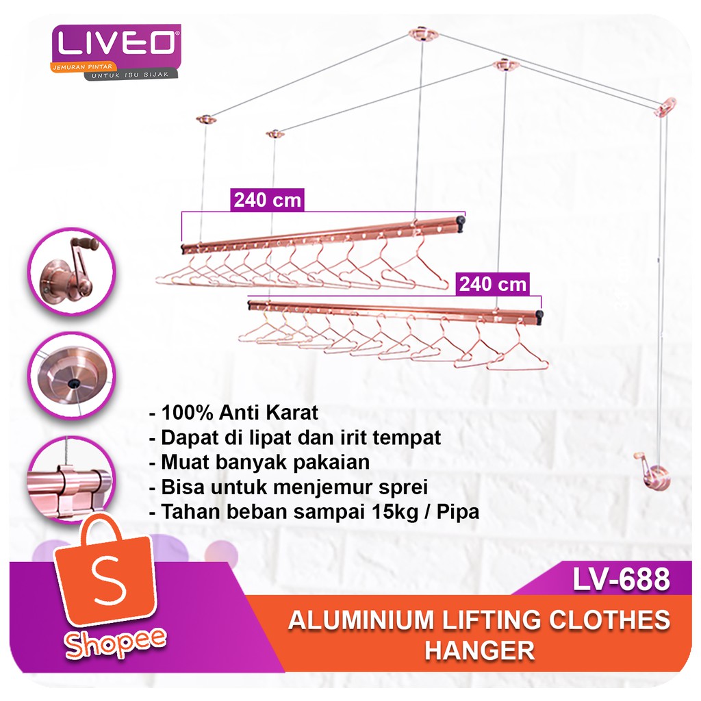 LIVEO Jemuran  Lifting Plafon  Engkolan LV688 Shopee Indonesia