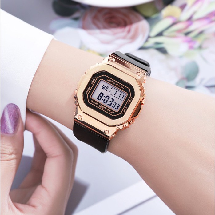 SKMEI 1796 Jam Tangan Wanita Pria Digital EL Backlight Sport tali Rubber tahan air