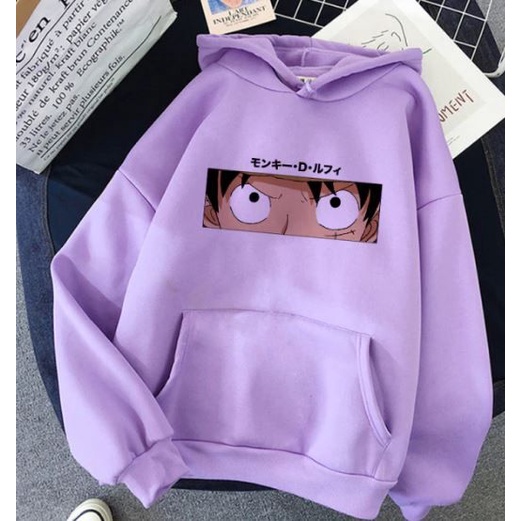 Sweater Hoodie LUFFY EYES Jumper Anime ONE PIECE Pria Wanita Bahan Fleece Size S M L XL XXL XXXL
