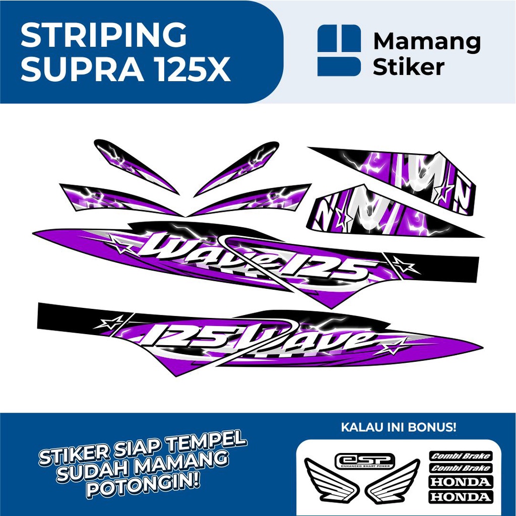 STRIPING SUPRA X 125 VARIASI 26/STICKER SUPRA X125 FI WAVE 2007 2008 2009 2010 LAMA/STIKER LIS HONDA