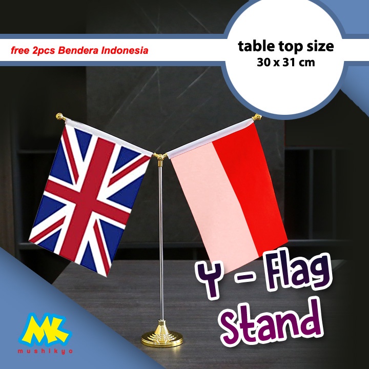 Stand Tiang Bendera Meja model Y / Stainless Steel Flag Pole