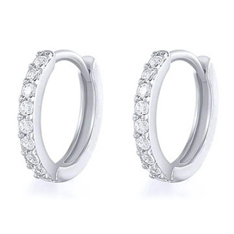 Fancyqube Anting Hoop Bulat Hias Cubic Zirconia Gaya Minimalis Untuk Wanita