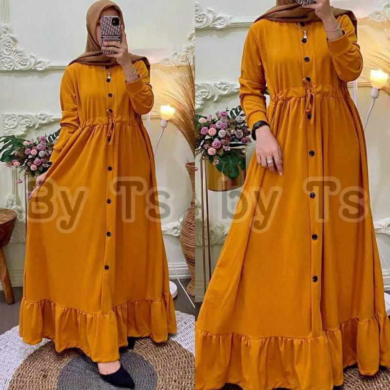 GAMIS SERUT KANCING BUSUI REMPEL BAWAH BAHAN VOXY PREMIUM / GAMIS KANCING REMPEL BEST SELLER