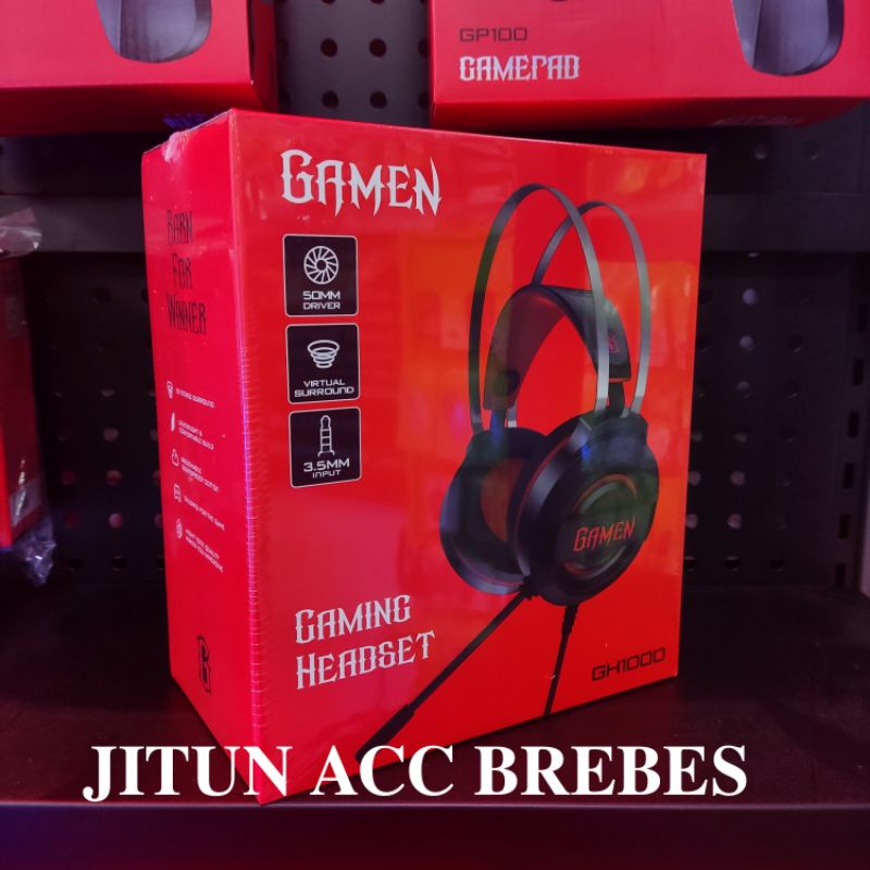 Headset Gaming Gamen GH1000 Hitam Cuci Gudang