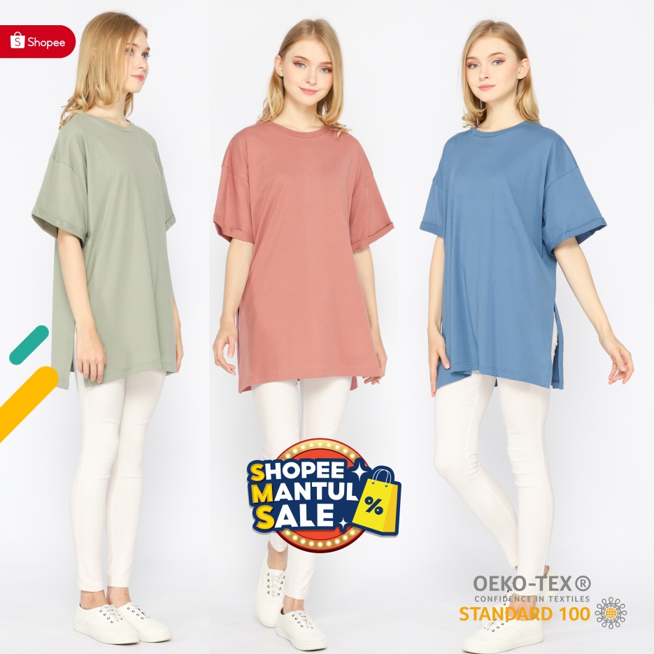 Elbow Kaos Oversize Wanita Basic Oversized Top
