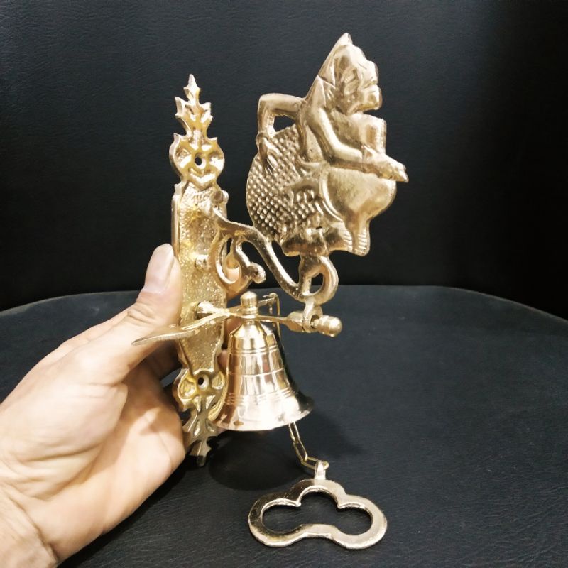 Bel pintu lonceng kuningan motif wayang semar