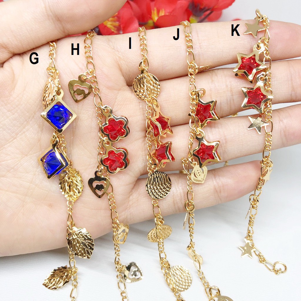 Gelang Kaki Rantai Batang Warna Charm Bunga Kupu Bintang Gelang Kaki Rantai Batang Warna Charm Bunga Kupu Bintang