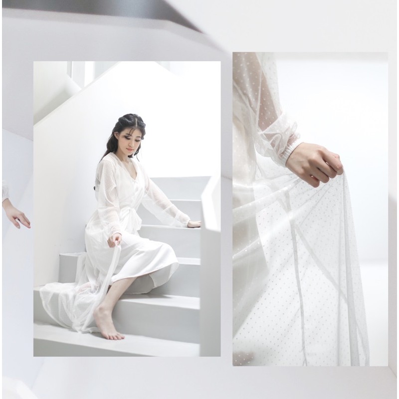 𝙏𝙪𝙩𝙪𝙡𝙡𝙚 Dotty Robe Bride Kimono Bride Robe Bridal Kimono Bridal