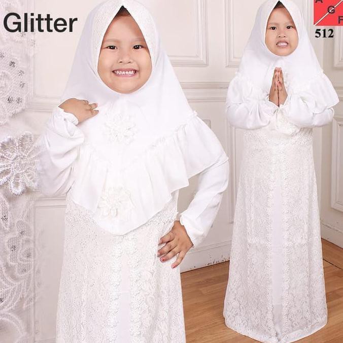 Baju Muslim Anak / Syari Anak / Baju Syari Putih / Baju Lebaran Anak