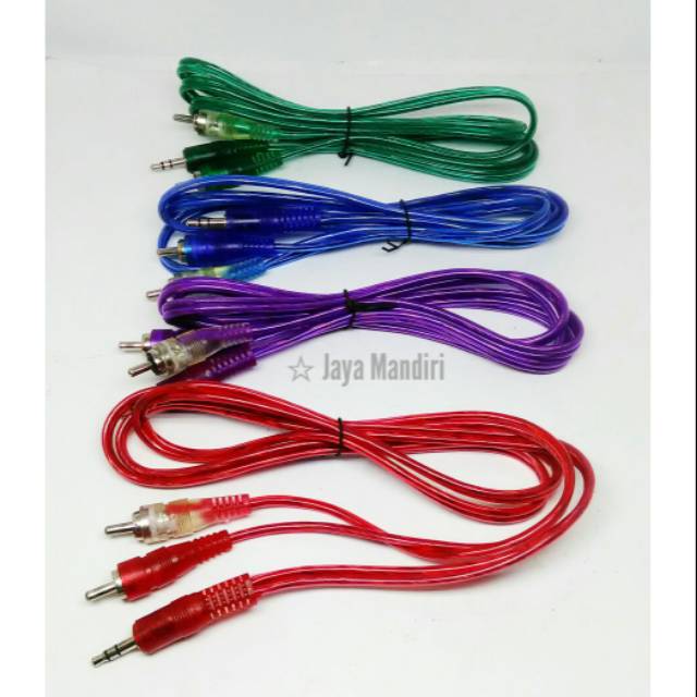 Kabel RCA to mini stereo 2-1 transparan warna warni