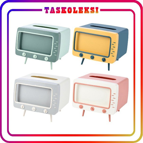 ☛TK☚ R276 KOTAK TISSUE BOX ORGANIZER BENTUK TV TEMPAT TISU+ STAND PHONE HOLDER HOME OFFICE DECOR