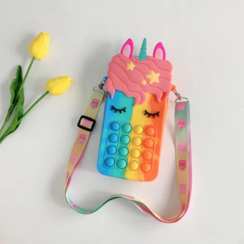 Tas Pop it unicorn Jumbo LED muat Hp