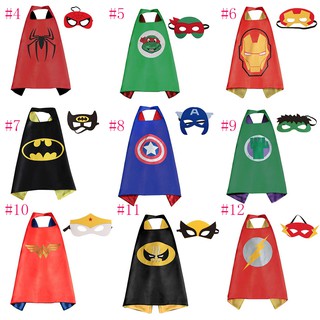 Jubah + 1 Topeng Superhero untuk Kostum Halloween Anak