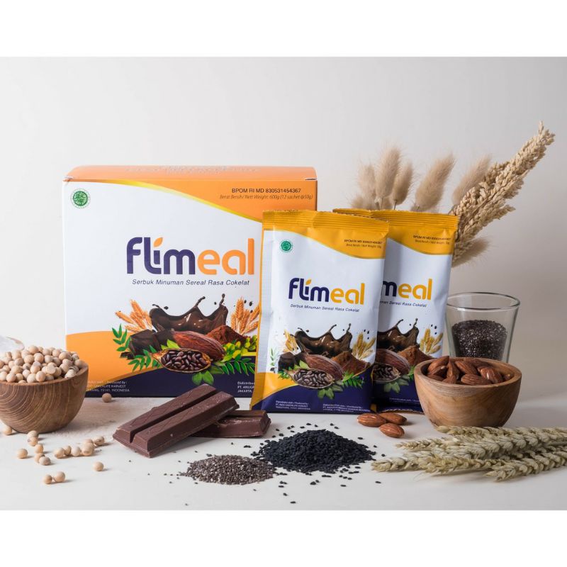 

Flimeal by Flimty Flimeal Meal Replacemet Rasa Chocolate 1 box isi 12 Sachet