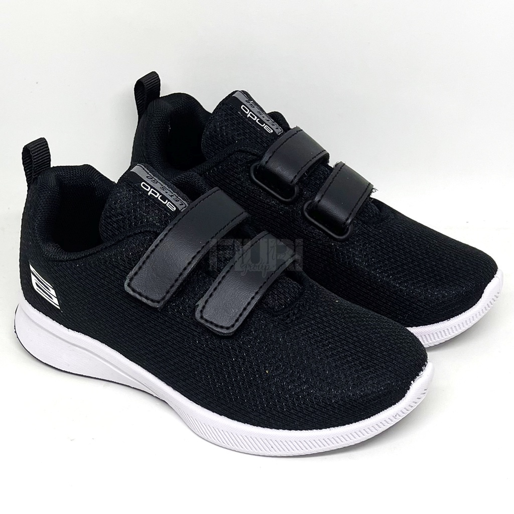 FIURI - ANDO ORIGINAL -  ELSIE PEREKAT 29-36 HITAM PUTIH - SEPATU SNEAKERS KANVAS SOL KARET ANAK KECIL PEREMPUAN LAKI-LAKI - SEPATU KETS LUCU FASHION TRENDY - SEPATU SEKOLAH PAUD TK SD KRETEKAN PEREKAT CEWEK COWOK MURAH PROMO DISKON BONUS KAOS KAKI