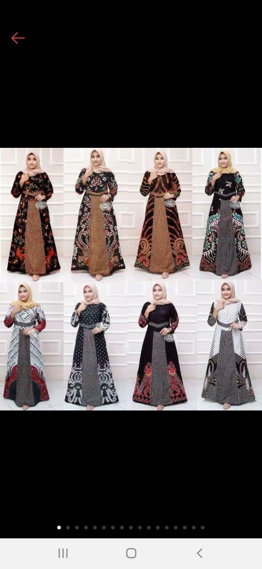 Gamis Batik Modern Murah Katun Halus Kombinasi Truntum, Ori Batik Aksara Pekalongan Big Size Jumbo