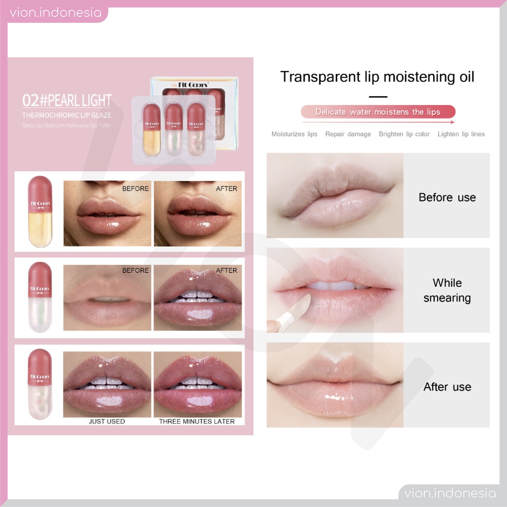 FIT COLORS Capsule Lip Gloss Lip Gel Mini Pelembab Kapsul Bibir Anti Kering Original FC002