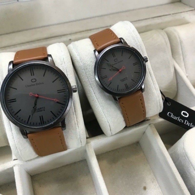 JAM TANGAN COUPLE CHARLES DELON FREE BOX