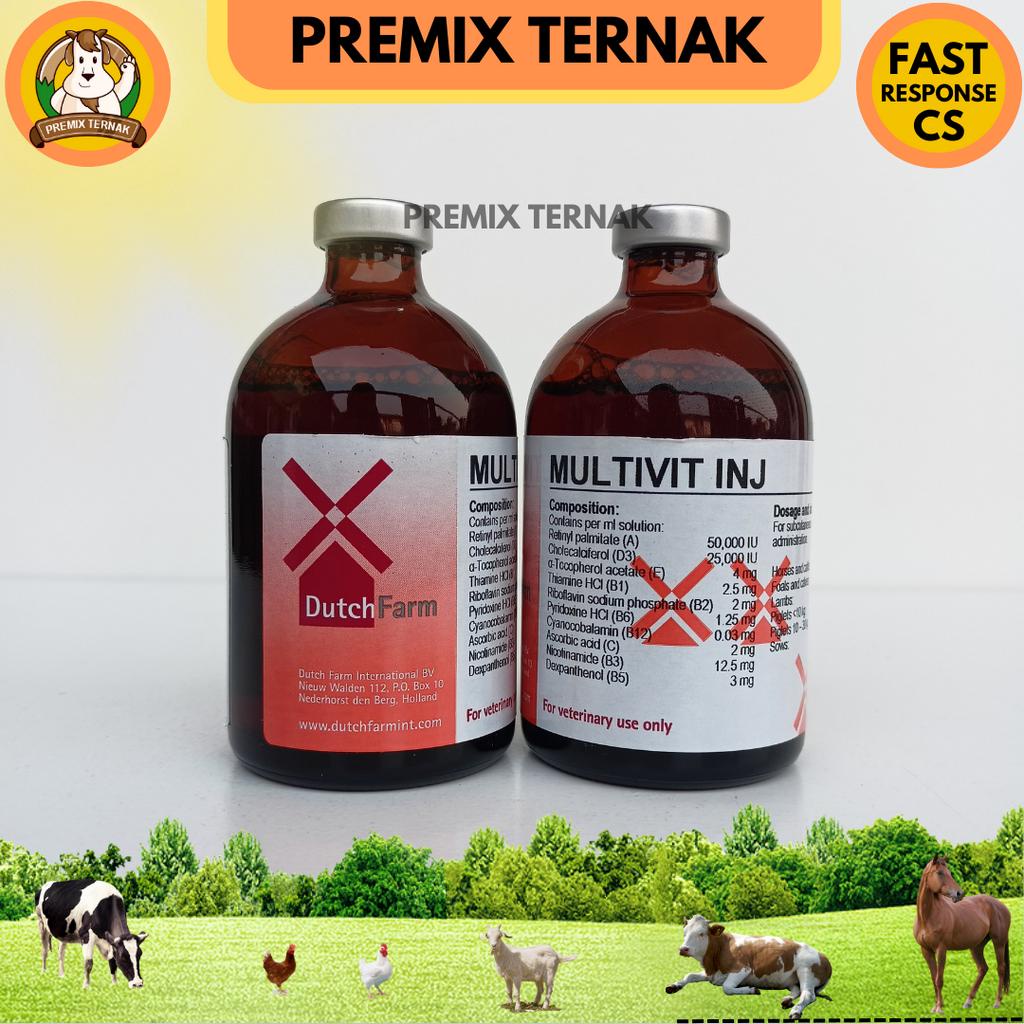 MULTIVIT INJ 100 ml - Multivitamin inject lengkap untuk hewan kuda sapi kambing babi - like Injectamin