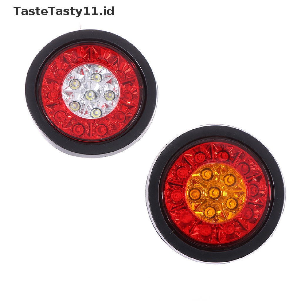 Lampu Rem / Sein 16-LED 4 &quot;Bentuk Bulat Warna Merah / Amber Untuk Truk / Trailer