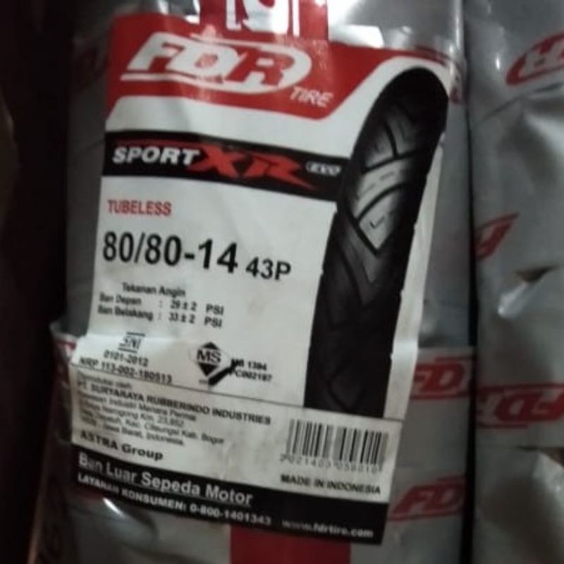 BAN FDR TUBLES MATIK SPORT EVO 80/80-14 BAN TUBLESS UNTUK BEAT VARIO MIO GT MIO J