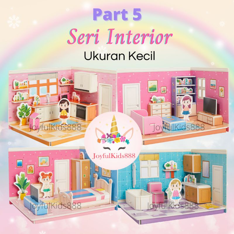 Mainan Edukasi Anak Puzzle 3D Miniatur DIY Jigsaw Kecil Part 5 Seri Interior Rumah/ Toko/ Cafe