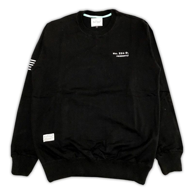 BRAD PRESENT ORIGINAL Sweater Crewneck Sweatshirt cowok warna Black seri 324D art F3003