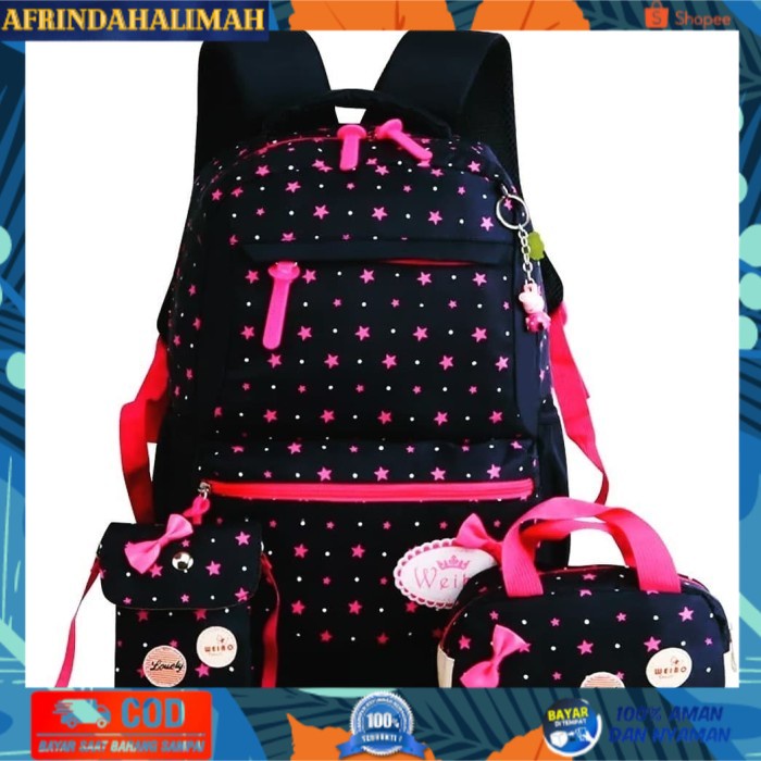 

[TERBARU] RANSEL SEKOLAH / RANSEL KULIAH SET BINTANG - Hitam