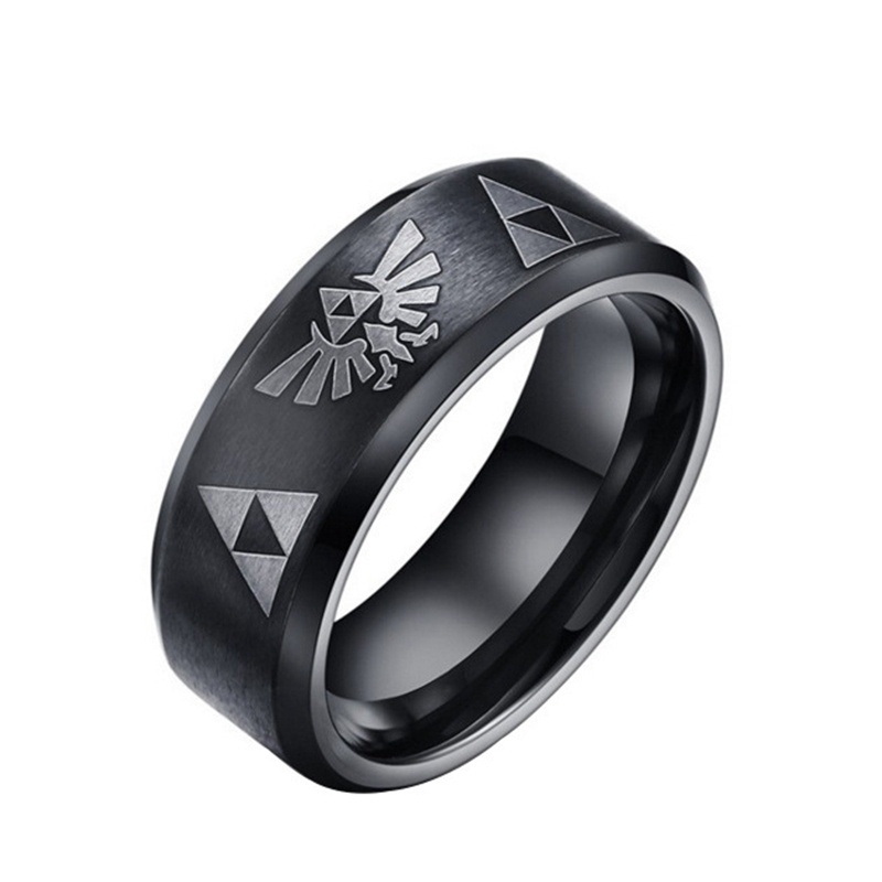 Cincin Bahan Stainless Steel Ukuran 8mm Warna Hitam Untuk Pria