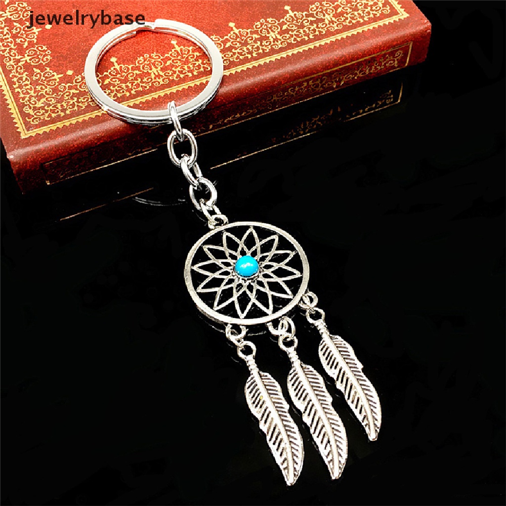 Gantungan Kunci Desain Dream Catcher Bahan Metal Warna Silver