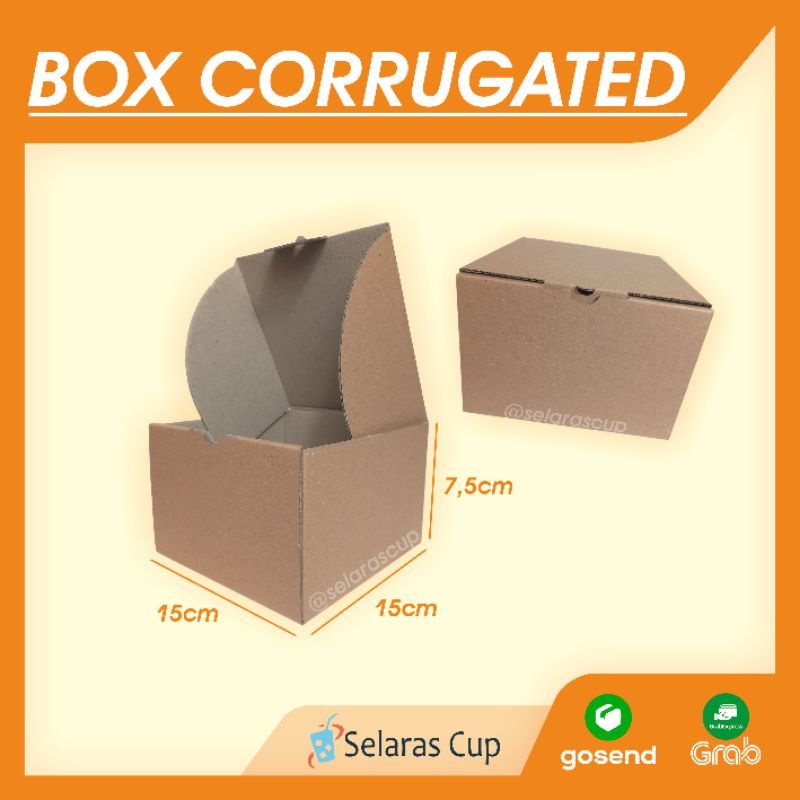 

BOX CORRUGATED 15x15x7,5 cm - DUS COKLAT - BOX KADO - BOX CAKE 15x15cm