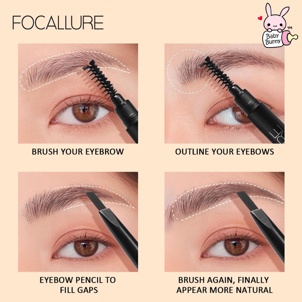 ❤ BELIA ❤ FOCALLURE Auto Brows Pen FA18 | Waterproof Long-Lasting Eyebrow Pencil - 3 Colours Pensil alis | BPOM