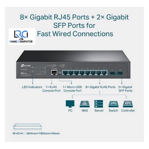 JetStream TP-Link TL-SG3210 8 Port Gigabit Managed Switch L2+ 2 SFP Ports