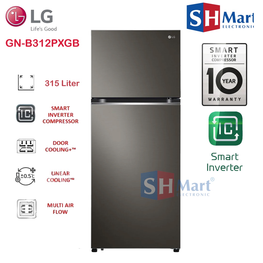 KULKAS LG 2 PINTU GN-B312PXGB KAPASITAS 340 LITER SMART INVERTER GARANSI RESMI (MEDAN)